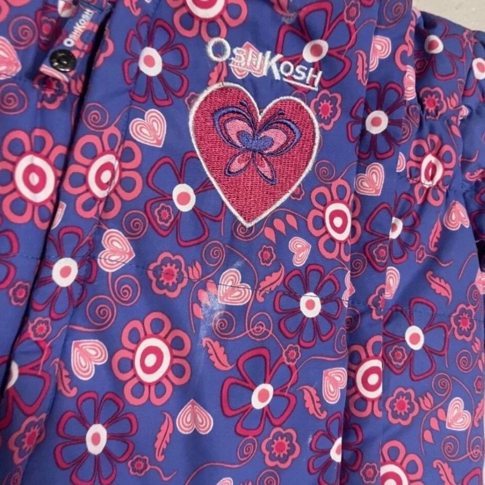 OshKosh‎ B'gosh Toddler 12M Snowsuit Winter Coat Floral Heart Hooded Girls